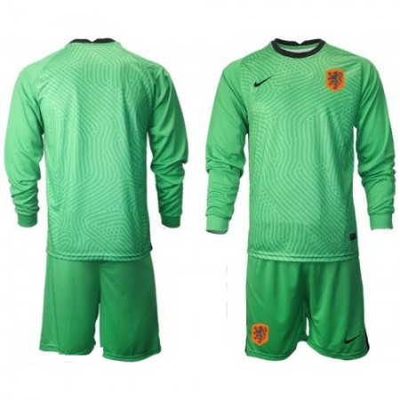 Billige Fotballdrakter Nederland Keeper Barn Bortedraktsett EM 2020 Langermet